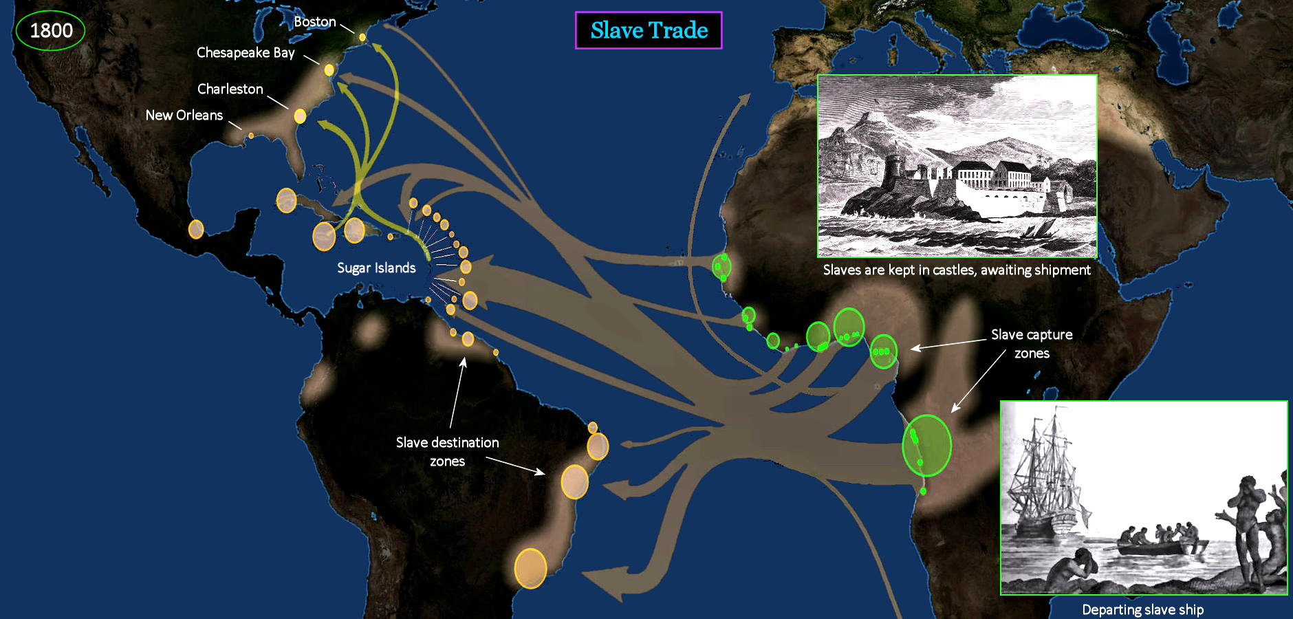 Slave trade, 1800 map